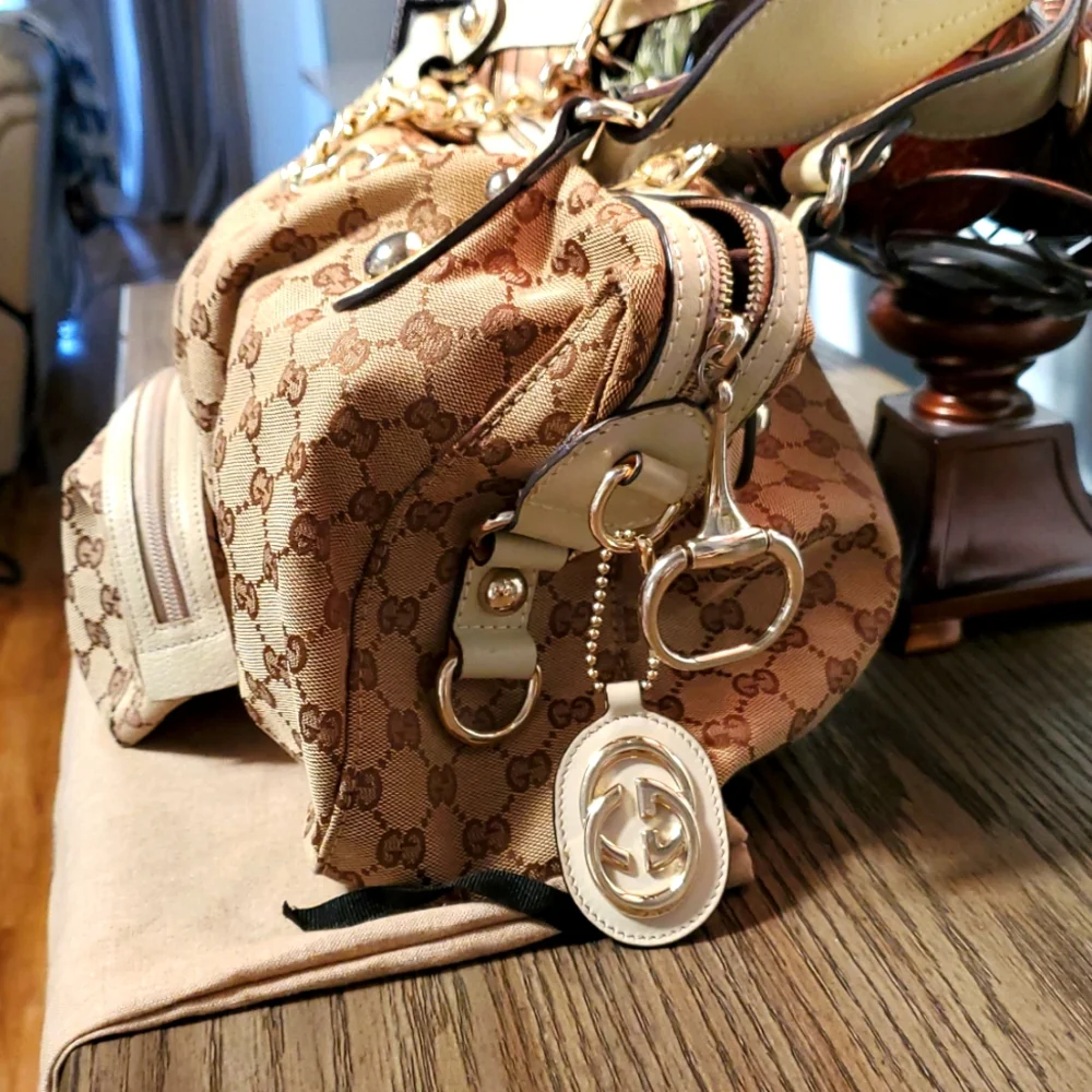 Gucci Brown and Beige Monogram Handbag Set - Picture 3 of 13